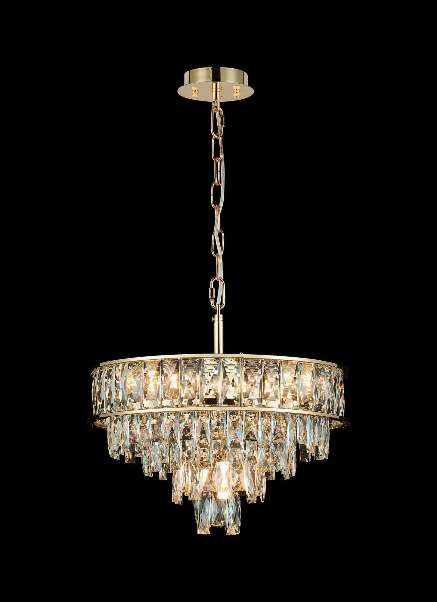 Vivienne French Gold Crystal Ceiling Lights Diyas Statement Crystal Fittings